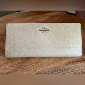 Coach Slim Wallet - chalk and gold color